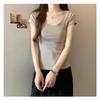 Women T-Shirt Korean Style Woman Clothes Slim Tshirt Female Skinny Short Sleeve Tops
