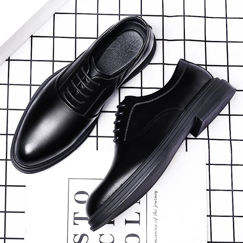 Mens Business Formal Casual Leather Shoes British Korean Style Pointed Toe Groom Wedding Dress Shoes For Suit Comfortable
