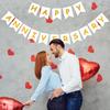 White Happy Anniversary Banner, Party Supplies for Wedding Birthday Party Ceremony Decoration