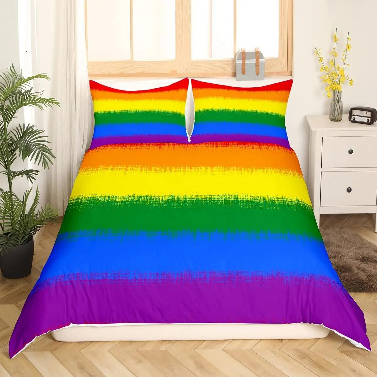 

Комплект постельного белья Abstract Rainbow Colorful Queen King Single Duvet Cover Dream Polyester Sofar Covers Pillowcase Soft Bedwear 70x133cm 2pcs золотой