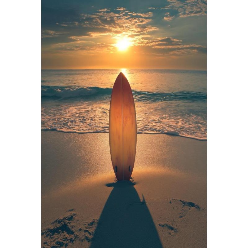 Sailing Sunset Beach Bed Santorini Surfboard Umbrellas Poster Canvas Painting Print for Living Room Home Decoration Cuadros