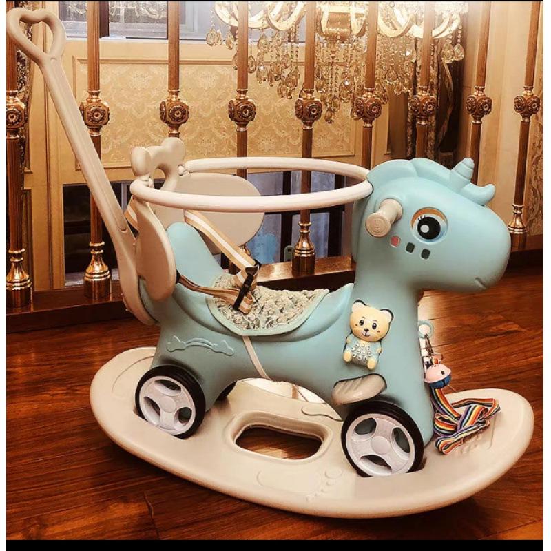 Wooden Infant Rocking Horse: Multi-Purpose Ride-On Toy for Boys & Girls – Ideal First Birthday Gift