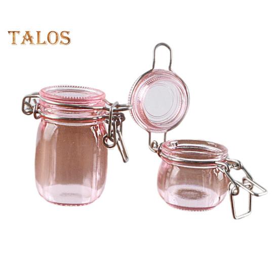 

2 шт. Миниатюрные банки для хранения кукольного домика, прозрачная мини-банка с крышкой, имитация герметичной банки, модель для 1:6 Украшение кухни для кукольного домика розовый