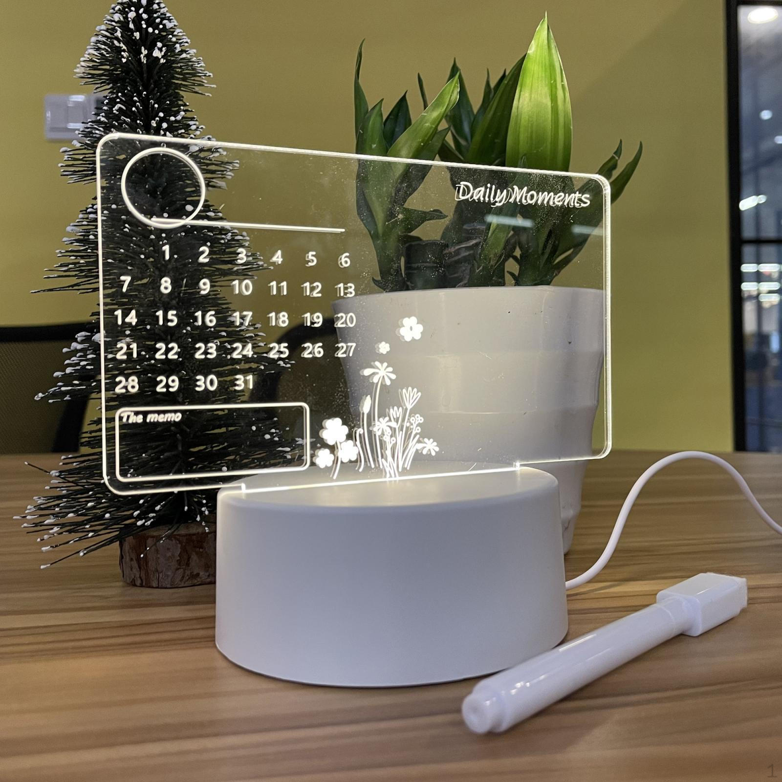 

Acrylic Night Message Board Rewritable Note with Light, Transparent Whiteboard Erasable calendar