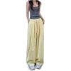 Korean Style Women's Blue Striped High Waist Wide Leg Loose Pants for Spring/Summer