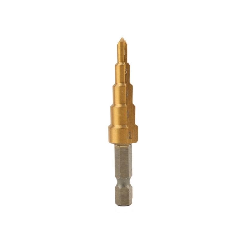 

High Speed Steel Step Drill Bit with 1/4 Hex Shank and Straight Grooved for Wood Stainless Steel Sheet Metal Cutting