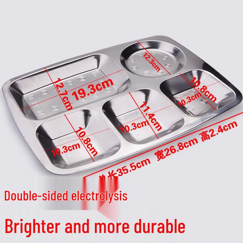 ZISIZ 304 Stainless Steel Divided Meal Tray