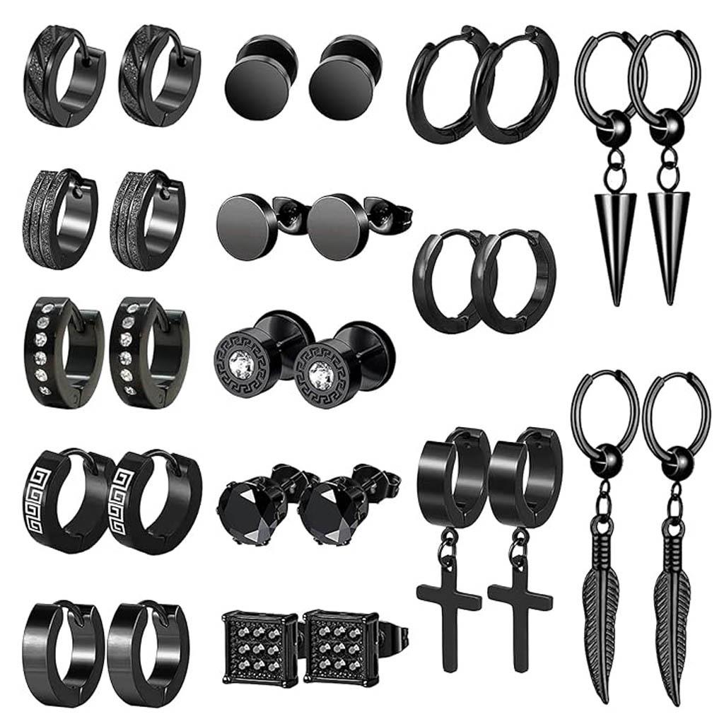 Punk Rock Titanium Steel Hoop Earrings with Tassels