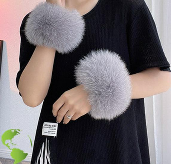 Genuine Leather Fox Fur Boot Cuffs & Sleeve Accessories for Women
