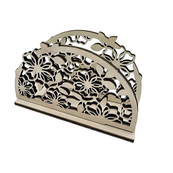 Wooden Paper Towel Holder Decorative Bird Turtle Floral Tissue Dispenser with Universal Card Slot, Napkin Dispenser for Kitchen Dining Table Counter
