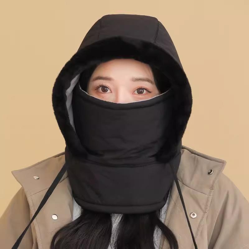 Warm Lei Feng Hat Women's Thickened Cold-proof Baotou Hat Outdoor Windproof Cycling Snow Hat Face Mask and Neck Collar Integrated Hat