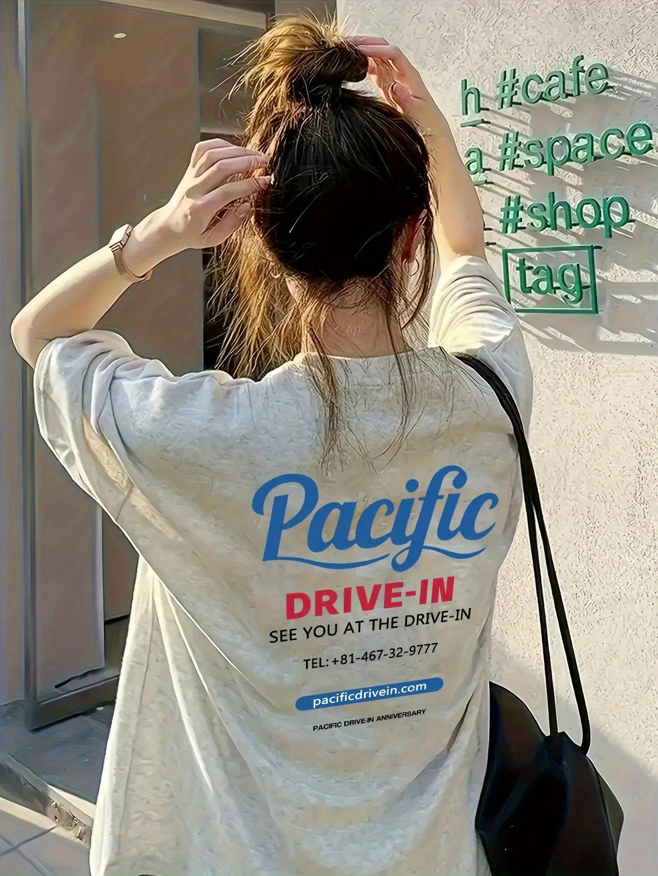 

Summer Womens Heavyweight Pure Cotton Retro Letter Print Tshirt Cotton and Breathable Short Sleeve Oversized Loose Casual 4XL