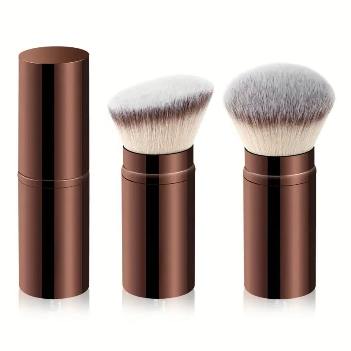 

Retractable Makeup Brush Set – Multi-Color Foundation, Powder & Blush Brushes with Aluminum Handle & Protective Cap (Travel-Friendly, Vegan Bristles) 2 pack