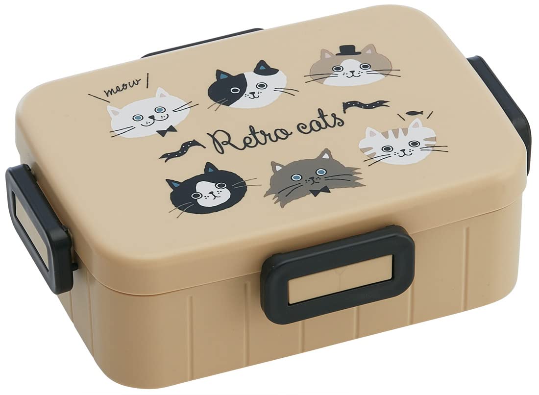 Skater Silver Ion Antibacterial Lock Lunch Retro Made in Ag+ 4-Point Box, 650ml, Cat, Japan, YZFL7AG-A