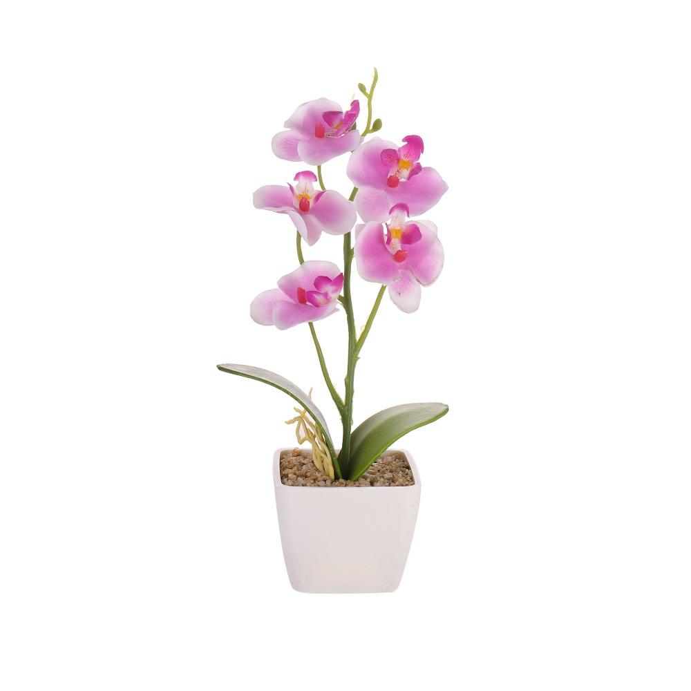 White Flower Pot Artificial Orchid Bonsai Multi-Bloom Plastic Fake Flower  Home Decor