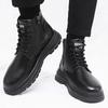 Large size Martin boots men's side zipper autumn fashion trendy men's outdoor black medium top short boots tooling boots