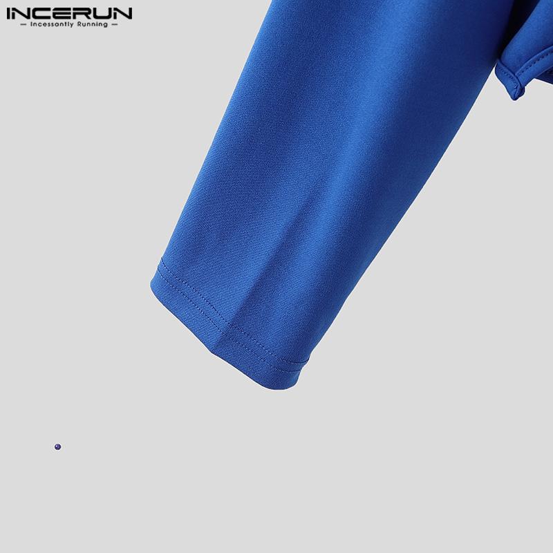 INCERUN Pánské topy s dlouhým rukávem, výstřihem a úzkého střihu, ležérní bodycon krátká trička