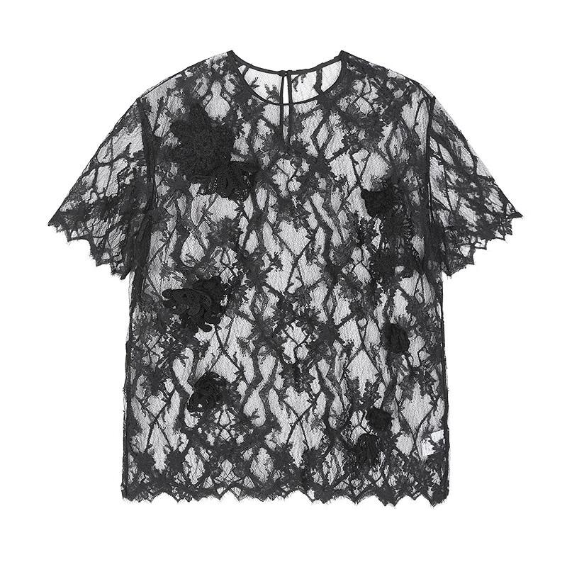 JNBY 2025 Autumn Round Neck Short Sleeve Loose Shirt