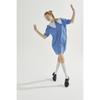 Between A And B Check Collar Frill Mini Dress [Blue]