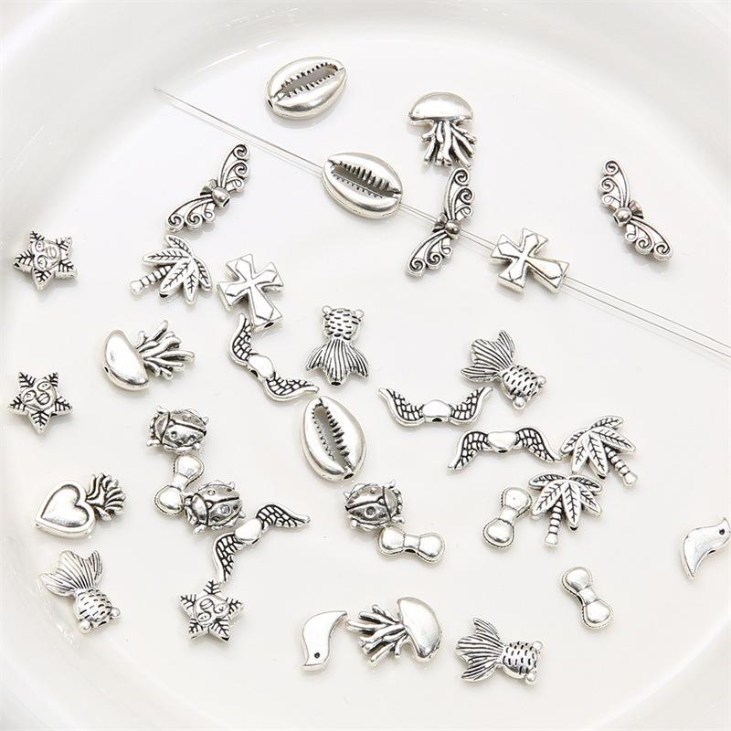 Handmade Cross-Border Alloy Heart Pendant Spacer Beads for DIY Necklace & Bracelet Jewelry