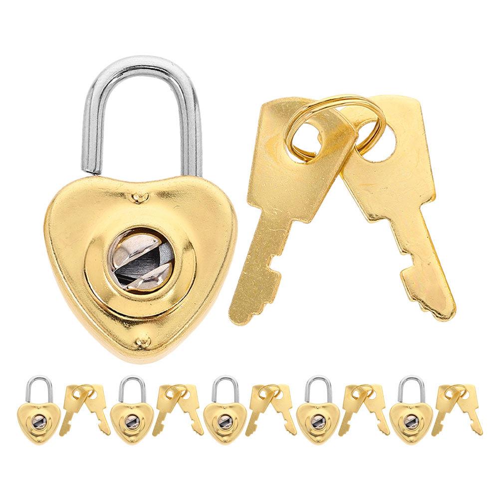 6Sets Mini Cute Heart Padlocks Decorative Zinc Alloy Diary Lock Small Jewelry Box Keys Jewelry Decorative Padlock
