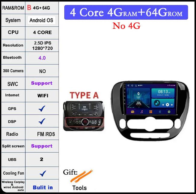 Android 14 For Kia Soul 2 2013-2019 Car Radio Multimedia Player GPS Navigaion DSP Screen