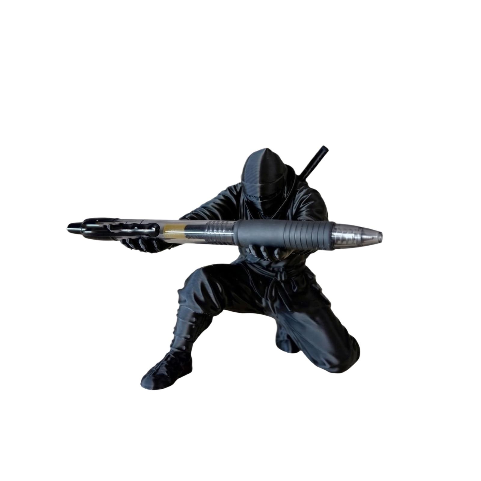 

Ninja Figurine Pen Holder Desk Organizer Stationery Storage Container for Office Home School Use One Size чёрный