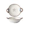 Large Dark Blue Double-Eared Ceramic Soup and Ramen Bowl