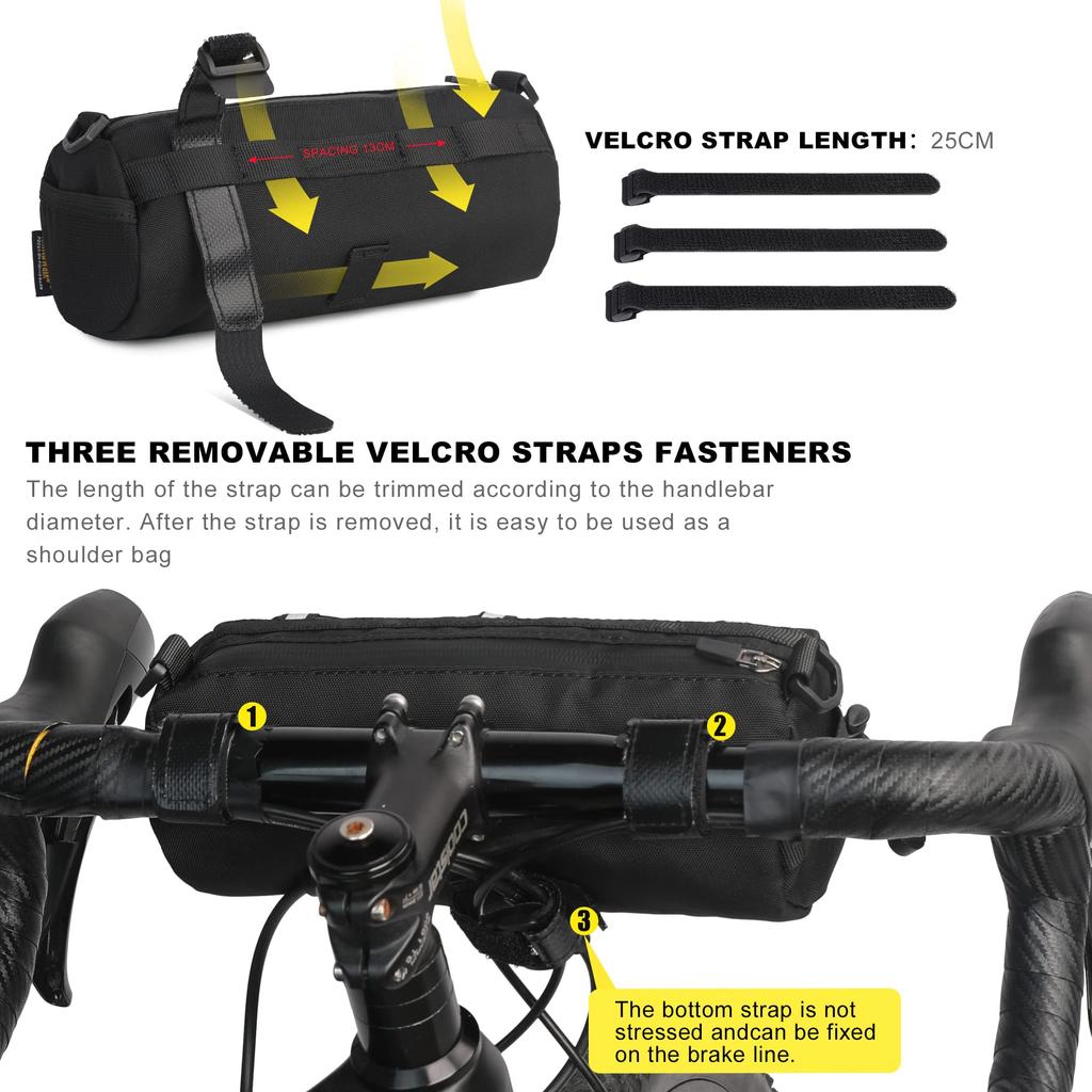 Rhinowalk Bicycle Handlebar Bag, Bicycle Front Bag Frame Storage Roll Bag Mountain Road Bike Commuter Shoulder Bag Professional Cycling Accessories