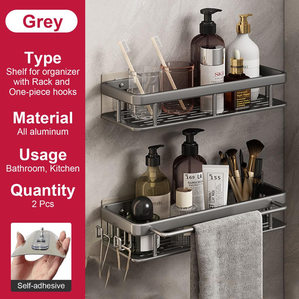 Bathroom Shelf No Drill Wall Mounted Shampoo Bottle Shower Corner Rack Toilet Storage Rack Aluminum Bathroom Kitchen Accessories