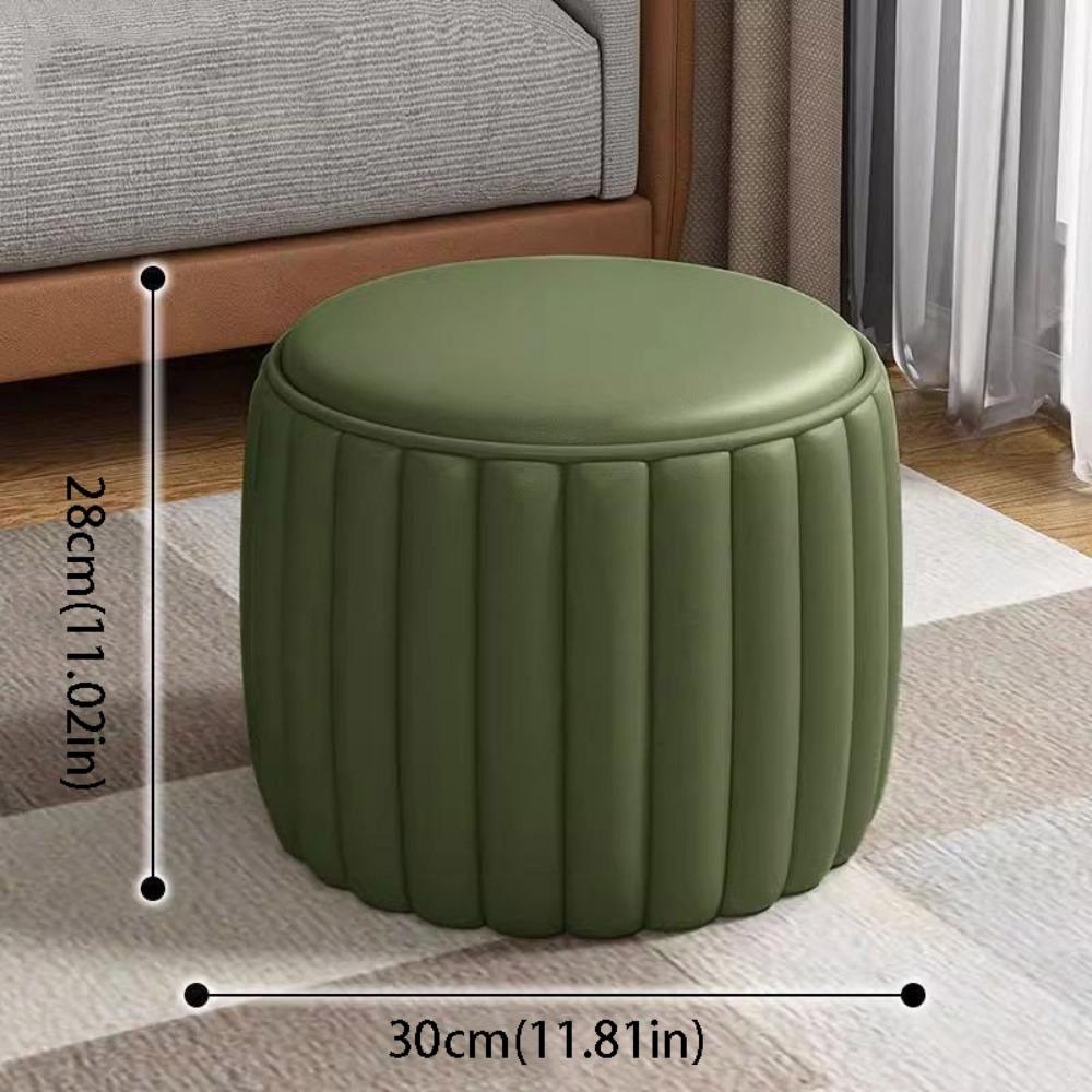 Upholstered Small Stool Low Profile Footstool Modern Style Ottoman Storage Seat Entryway Use зелёный
