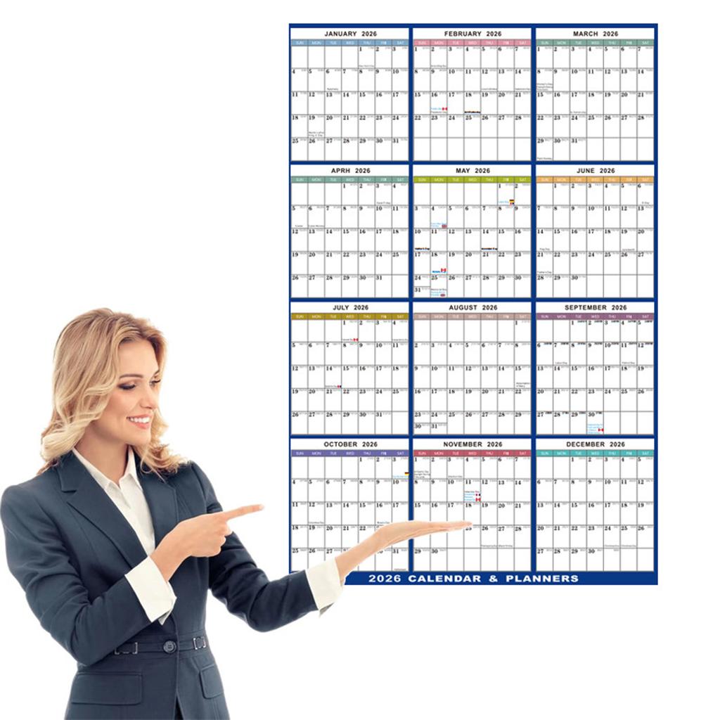 2026 Yearly Planner Calendar Family Home Planner Calender Reusable Erasable Calendar Dated Yearly Planner 59x88cm