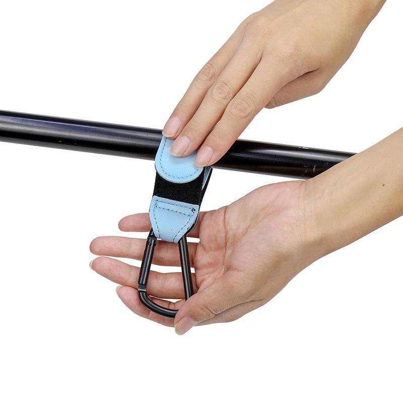 In Stock Stroller Hook with Velcro, Metal Clasp & Carabiner for Child's Stroller