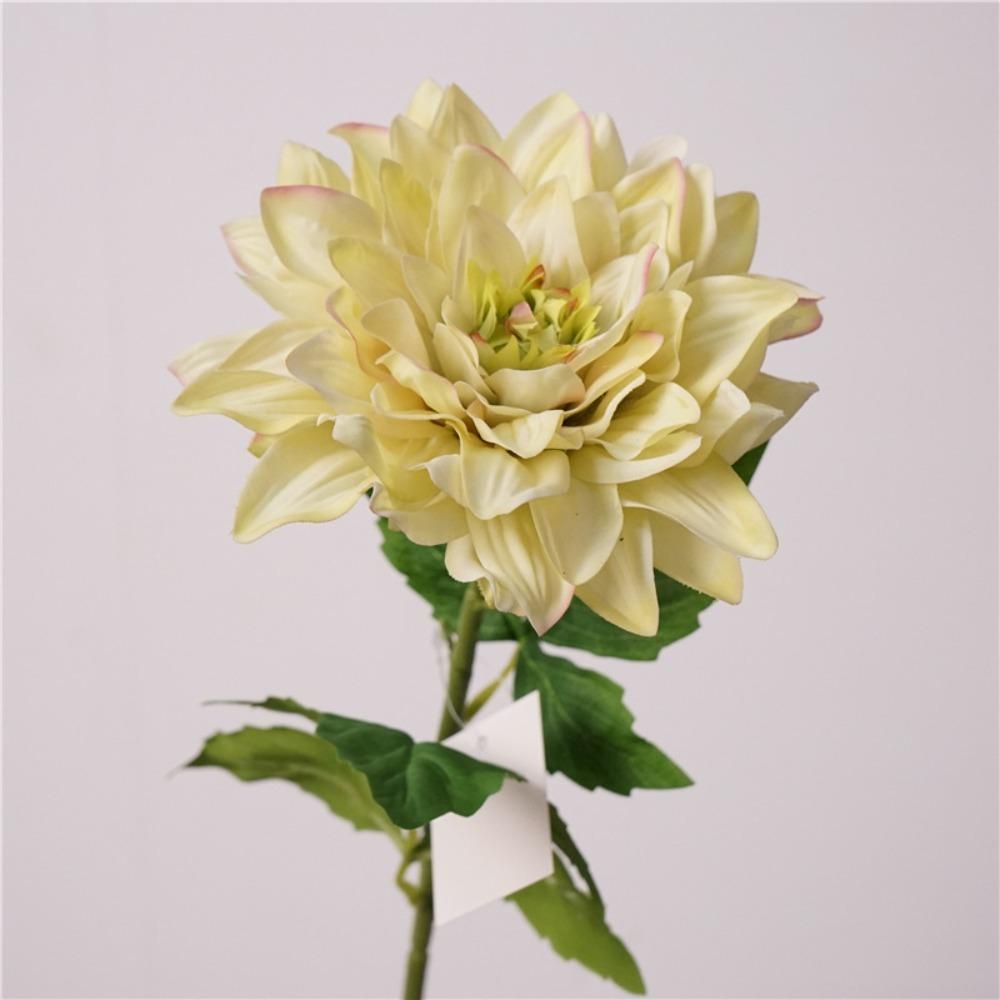61CM Artificial Dahlia Flowers Green Leaves Simulation Dahlias Branch  Hotel Wedding Decoration