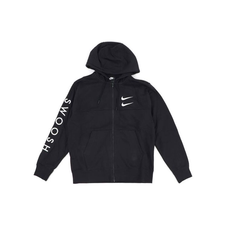 Nike Sportswear Swoosh Full-Zip French Terry Hooded Jacket Men s Black White CU3927-010 XXL