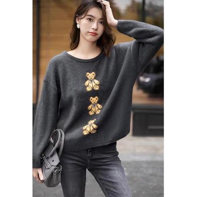 Mokana Women's Urban Casual Cartoon Bear Sweater