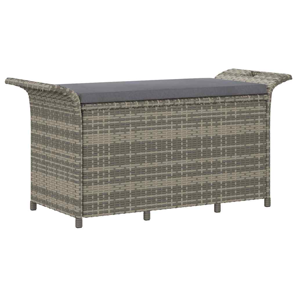 Garden Bench with Cushions Gray 116 x 46 x 57 cm Poly Rattan