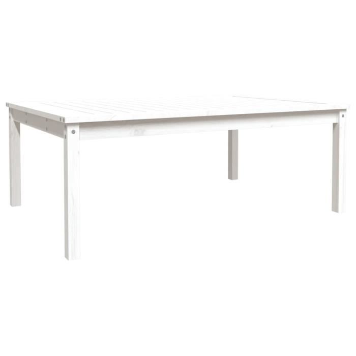 VidaXL Table de jardin blanc 121x82,5x45 cm bois massif de pin 824128