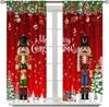 Kids Christmas Nutcracker Curtain Soldier Model Merry Xmas Window Treatments For Bedroom Living Room Snowflakes Winter Reddrapes