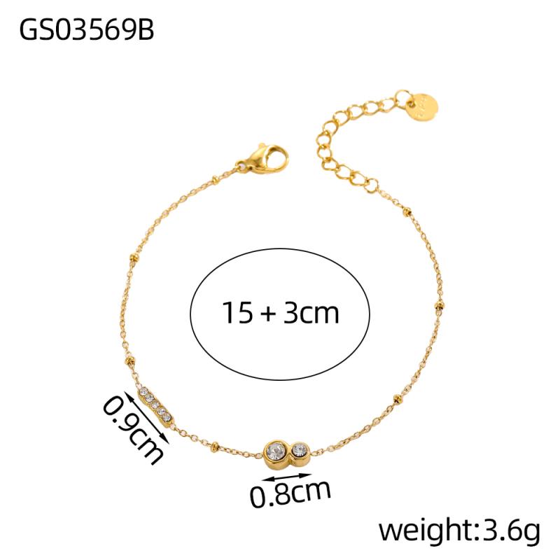 

CARLIDANA Gold Plated Non Tarnish Jewelry Zircon New Colorful Zircon Pendant Chic Women Stainless Steel Link Chain Bracelet