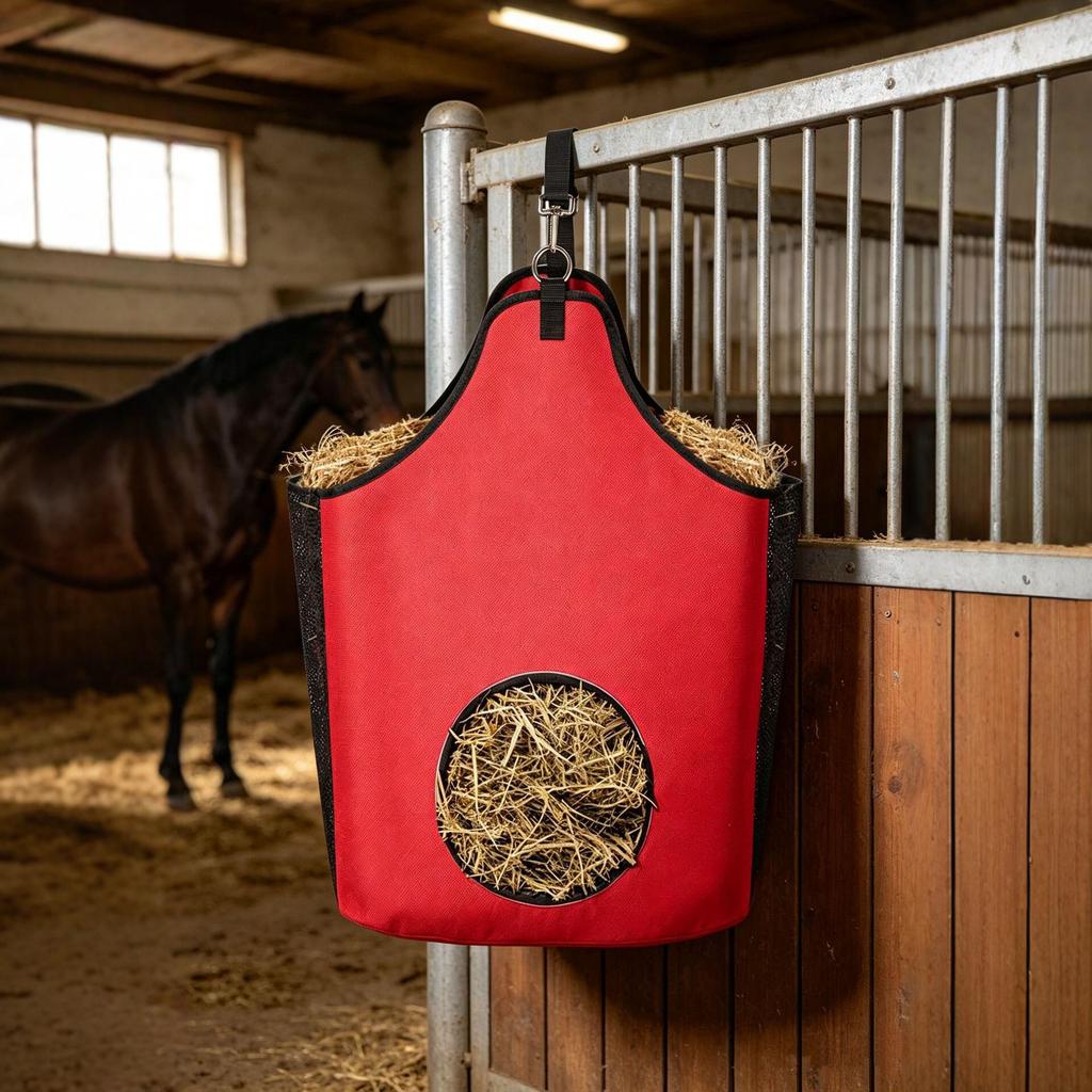 Adjustable Hay Feed Bag with Shoulder Strap for Goats, Horses, Donkeys, Alpacas, and Ostriches