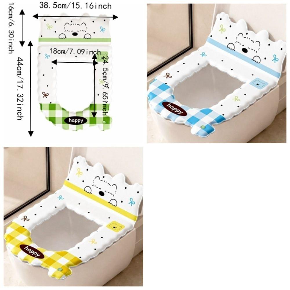 Waterproof Backrest Toilet Seat Cartoon Puppy Pattern Toilet Seat Cover Toilet Mat Bathroom Use