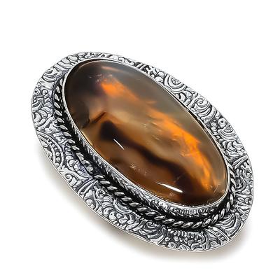 Prsten z 925 sterlingového stříbra s drahokamem Montana Agate Velikost 7