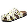 Men Fashion Cork Slippers Print Slides Slip On Sandals Summer Casual Shoes Microfiber Leather