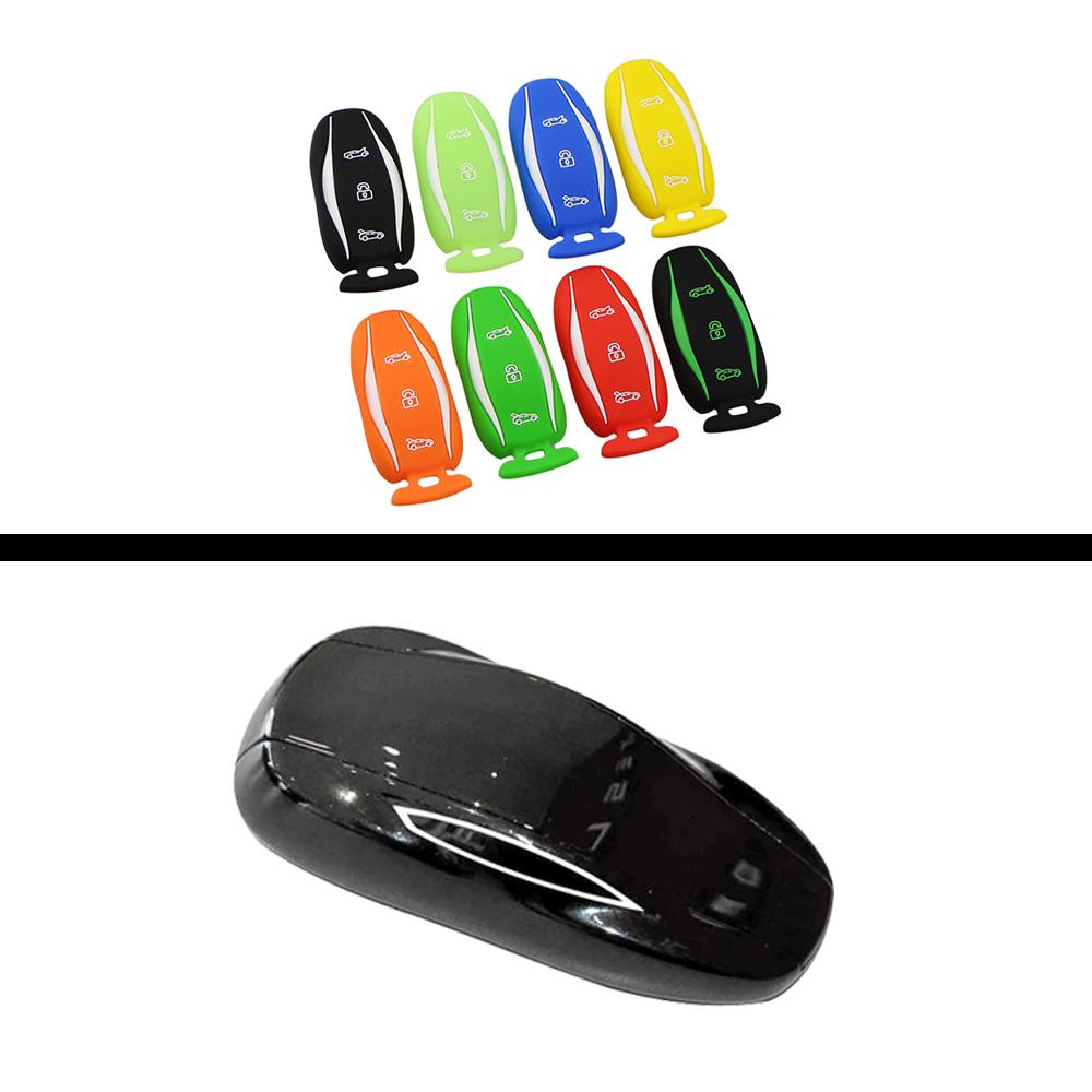 Silicone Car Key Case for Tesla Model X 3 Y 75D/90D/P100D 3-Button Remote Controller Key Fob Cover Shell Accessory