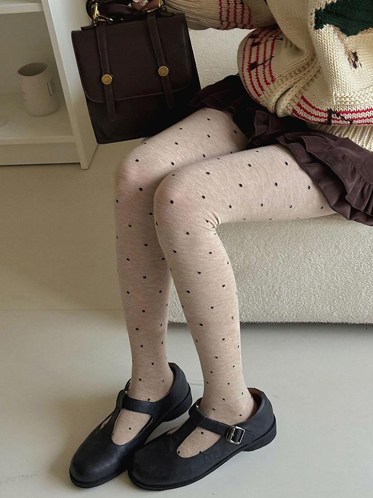 Korean Polka Dot Jacquard Tights Women Autumn Winter New Arrival High Waist Elastic Pantyhose For Y2K Style One Size