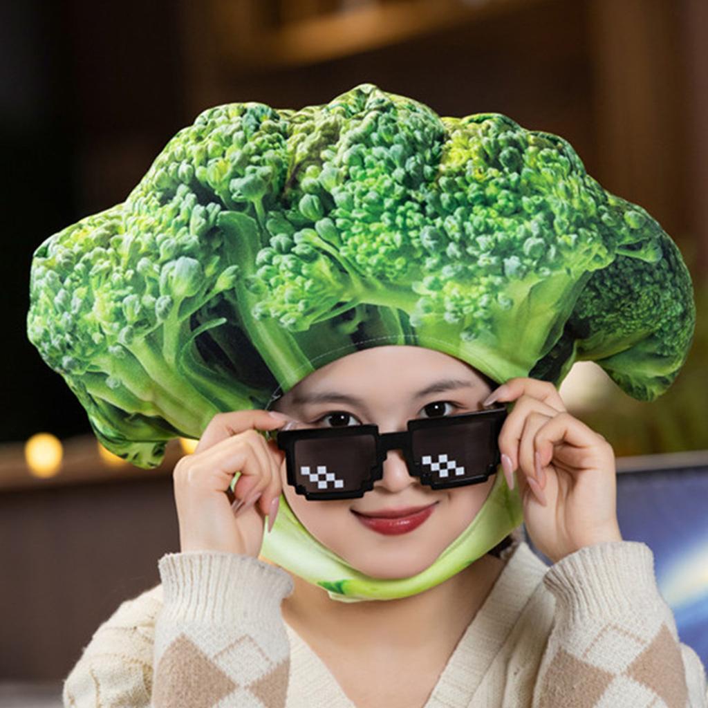 Cartoon Photo Headgear Hat for Adult Broccoli Hat for Boys Girl Lovely Photo Hat Festival Celebration Party Headpiece
