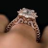 Huitan Classic Wedding Band Women Rings with Princess Square Cubic Zircon Rose Gold Color Unique Engagement  Luxury Rings