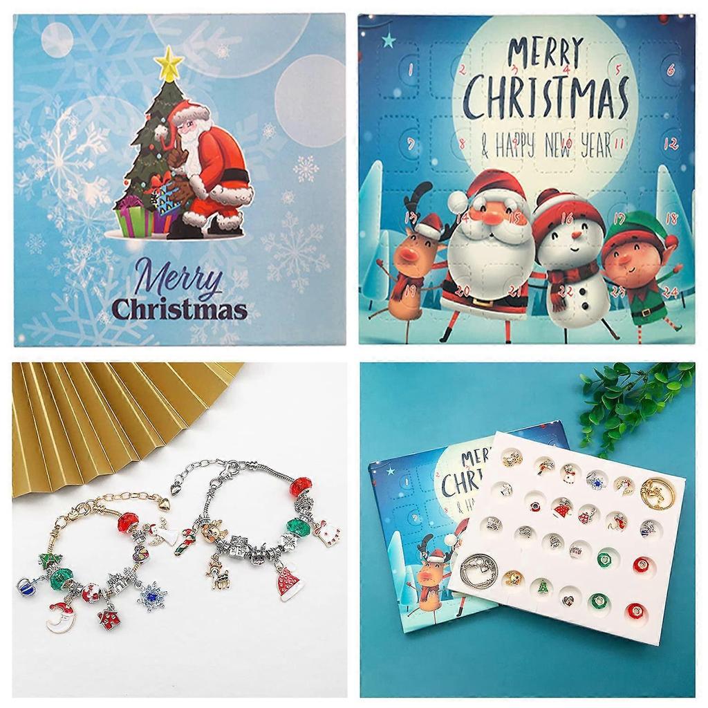 Christmas Advent Calendar 2022 for Girls Women DIY Charms Jewellery Bracelet Making, 2 Bracelets Set 24 Days