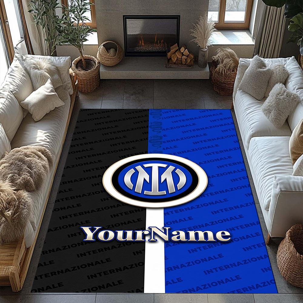 Inter Milan Customize Your Name Floor Rug Office Rug Suitable for Balcony Foyer Dining Room Entryway Antislip Carpet Decorate Offices Spiritual Gift